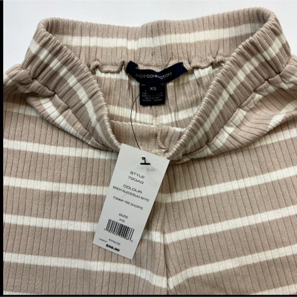 French Connection Tommy Short Womens XS Extra Small Beige Ribbed Knit Striped - Picture 3 of 9